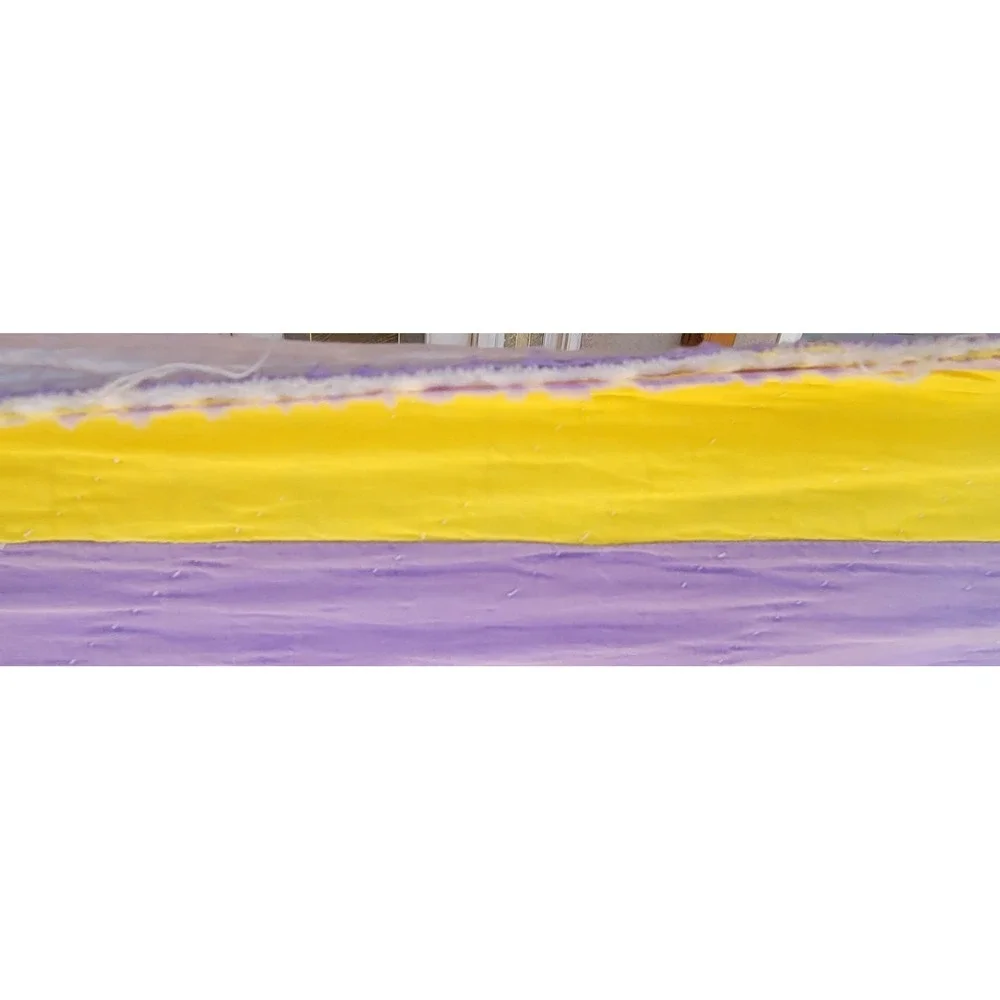 Handmade Nine Patch Quilt Purple Yellow Full Queen Cottage Farmhouse 86 x 74‎